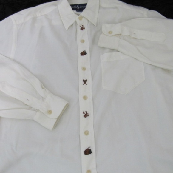 Ralph Lauren Polo Ivory Button Up Embroidered Rayon Wool Top Size 8 - Picture 2 of 8